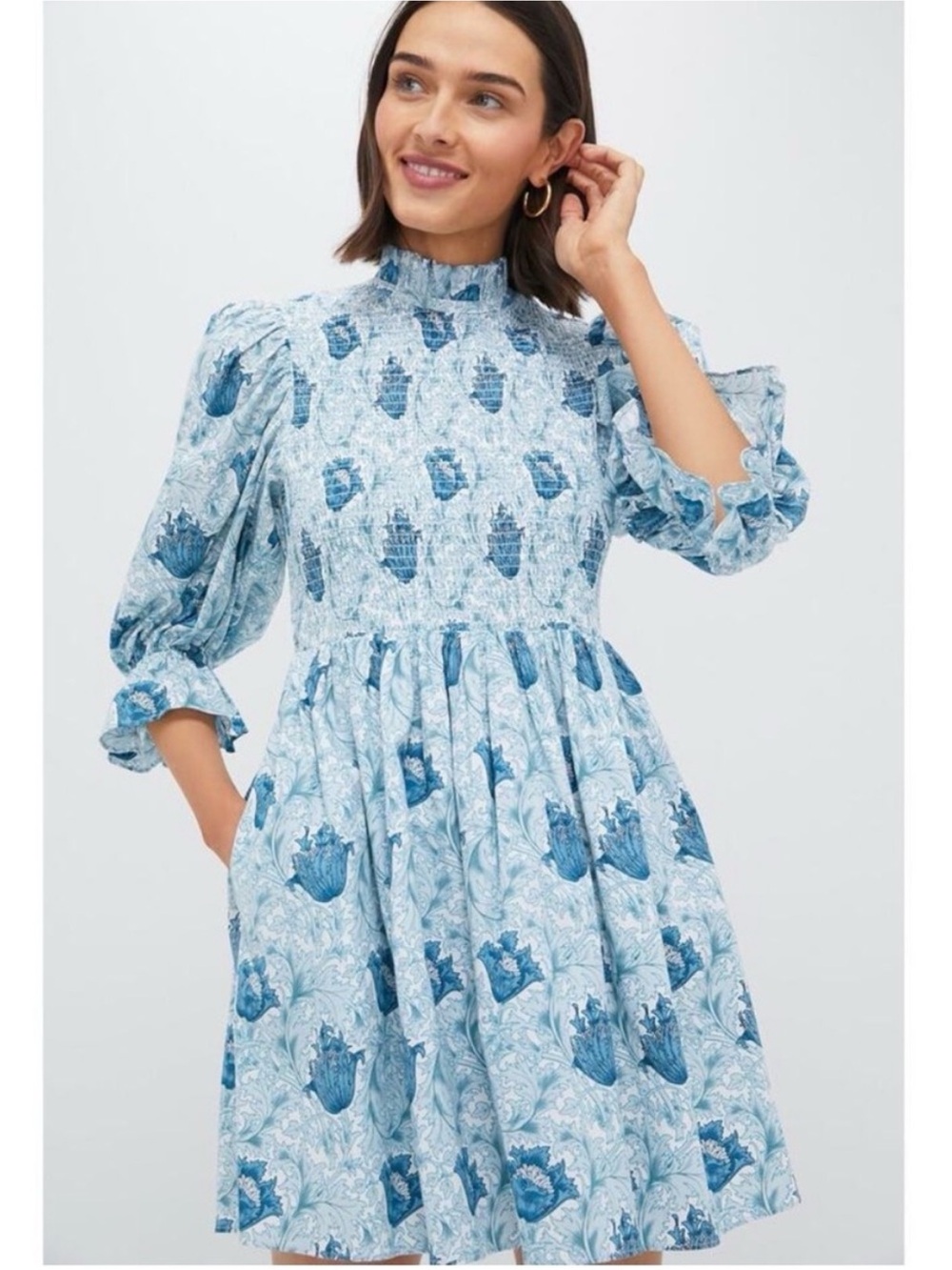 NEW Tuckernuck Larah Mini dress. Teal Leafy floral. S. NWT
